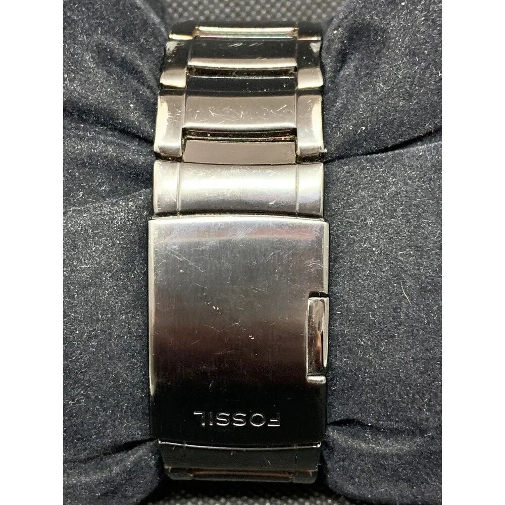Fossil FS4344 Unisex Watch Diamond Analog Stainless Steel Black Bracelet O675